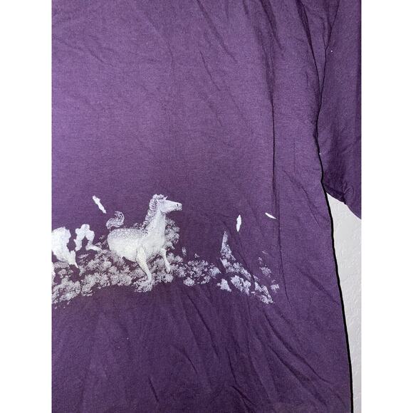 Vintage Horse Shirt Horses Mis Print Purple Tee Purple Misprint VTG 90s Medium - Picture 4 of 8